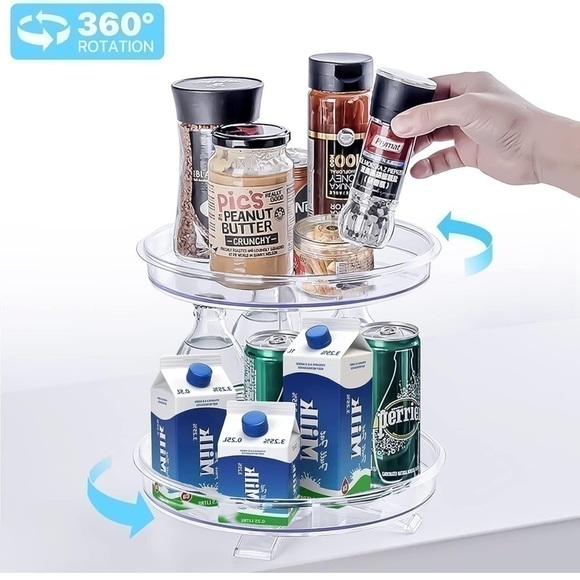 NEW 2 Tier Lazy Susan Turntable Organizer Lazybison 360 Rotating Makeup Spices - Picture 4 of 7